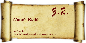 Zámbó Radó névjegykártya